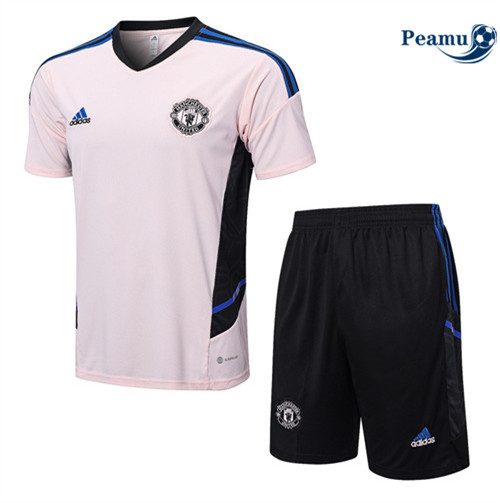 Peamu - Maillot Kit Entrainement Foot Manchester United + Pantalon rose 2022/2023 personnalisé