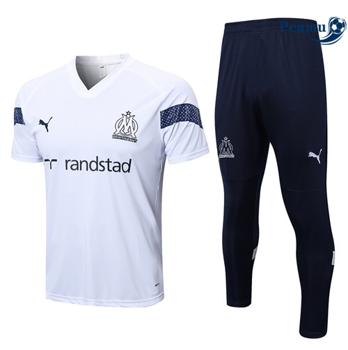 Peamu - Maillot Kit Entrainement Foot Marseille + Pantalon Blanc 2022/2023 Chinois