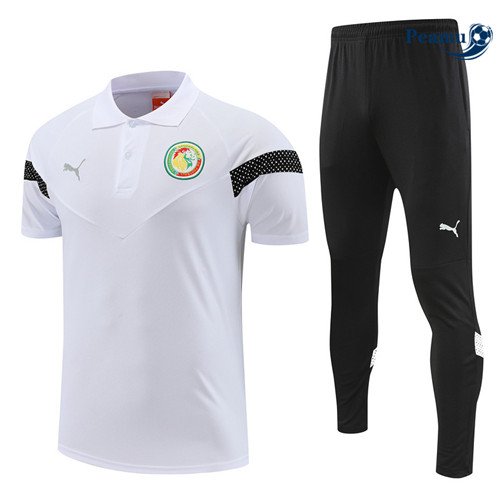 Peamu - Maillot Kit Entrainement Foot Sénégal Polo + Pantalon Blanc 2022/2023 Paris
