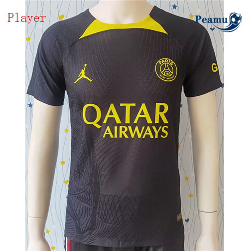 Peamu - Maillot foot PSG Player Version Training Noir/Jaune 2023/2024 Soldes