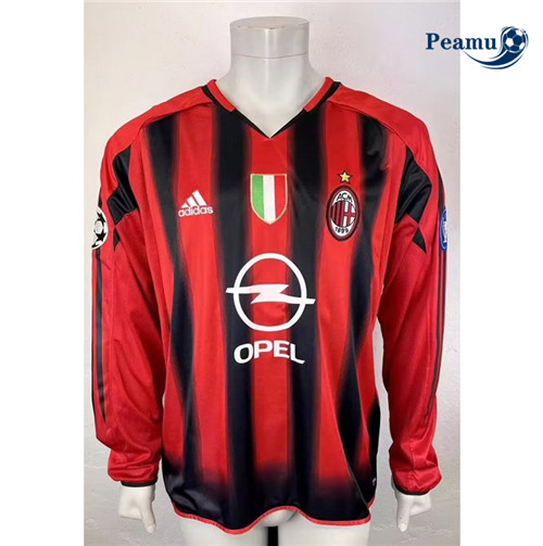 Peamu - Maillot foot Rétro AC Milan Domicile Manche Longue 2004-05 Soldes