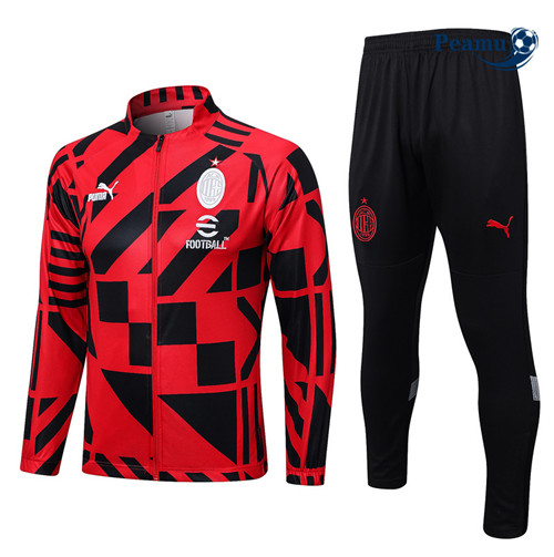 Peamu - Maillot foot Veste Survetement AC Milan rouge 2022/2023 Soldes