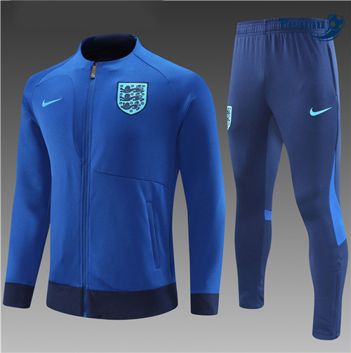 Peamu - Maillot foot Veste Survetement Angleterre Enfant Bleu 2022/2023 Officiel