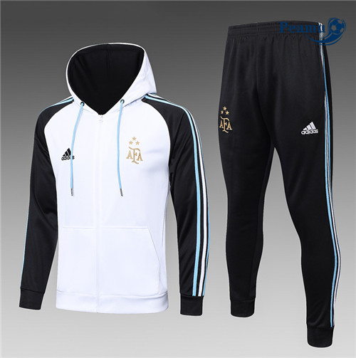 Peamu - Maillot foot Veste Survetement Argentine à capuche Blanc 2022/2023 Original