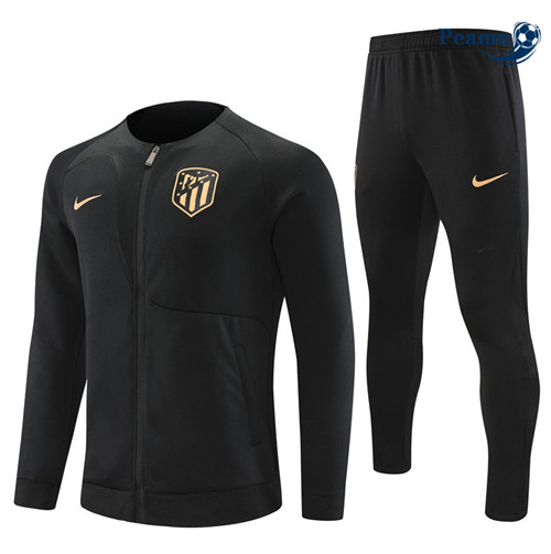 Peamu - Maillot foot Veste Survetement Atletico Madrid Enfant noir 2022/2023 personnalisé