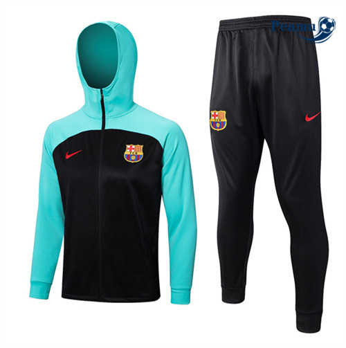 Peamu - Maillot foot Veste Survetement Barcelone à capuche noir 2022/2023 Soldes