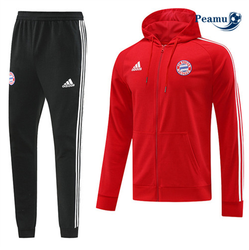 Peamu - Maillot foot Veste Survetement Bayern Munich à capuche rouge 2022/2023 France