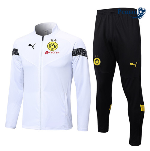 Peamu - Maillot foot Veste Survetement Borussia Dortmund Blanc 2022/2023 grossiste