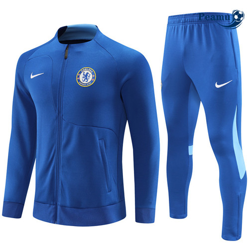 Peamu - Maillot foot Veste Survetement Chelsea Enfant Bleu 2022/2023 Officiel