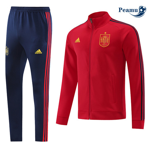 Peamu - Maillot foot Veste Survetement Espagne rouge 2022/2023 Soldes