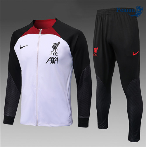 Peamu - Maillot foot Veste Survetement Liverpool Enfant Blanc 2022/2023 Chinois