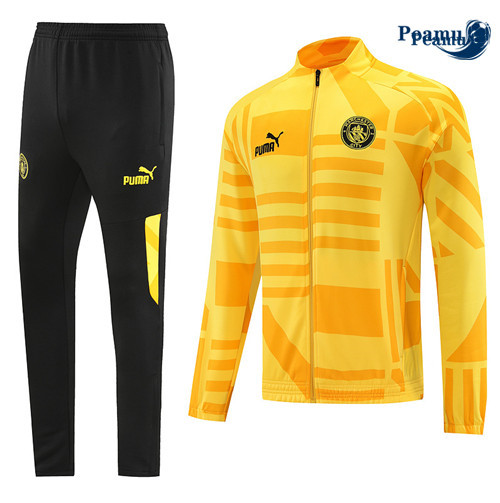 Peamu - Maillot foot Veste Survetement Manchester City jaune 2022/2023 Chinois