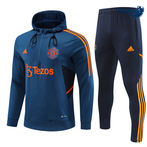 Peamu - Maillot foot Survetement Manchester United à capuche Blanc 2022/2023 Officiel