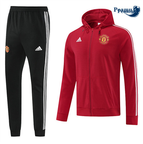 Peamu - Maillot foot Veste Survetement Manchester United à capuche rouge 2022/2023 grossiste