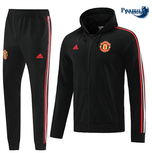 Peamu - Maillot foot Veste Survetement Manchester United à capuche noir 2022/2023 discout