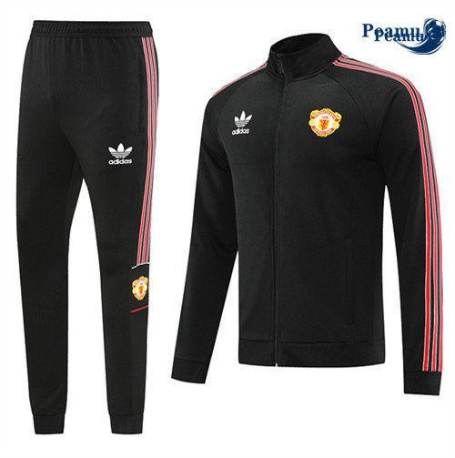 Peamu - Maillot foot Veste Survetement Manchester United noir 2022/2023 personnalisé