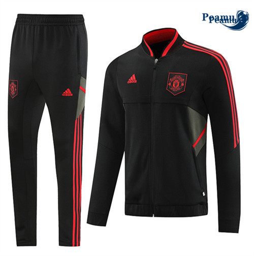 Peamu - Maillot foot Veste Survetement Manchester United noir 2022/2023 Officiel