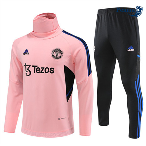 Peamu - Maillot foot Survetement Manchester United Enfant rose 2022/2023 personnalisé
