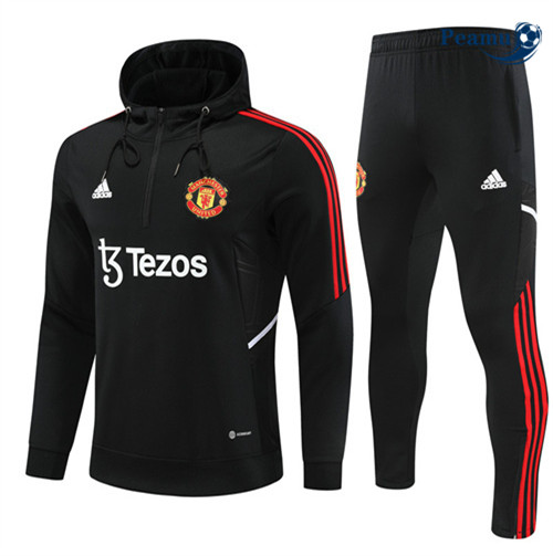 Peamu - Maillot foot Survetement - Sweat à capuche Manchester United Enfant noir 2022/2023 Original