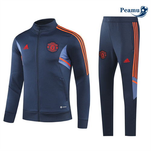 Peamu - Maillot foot Veste Survetement Manchester United Enfant Bleu 2022/2023 Outlet