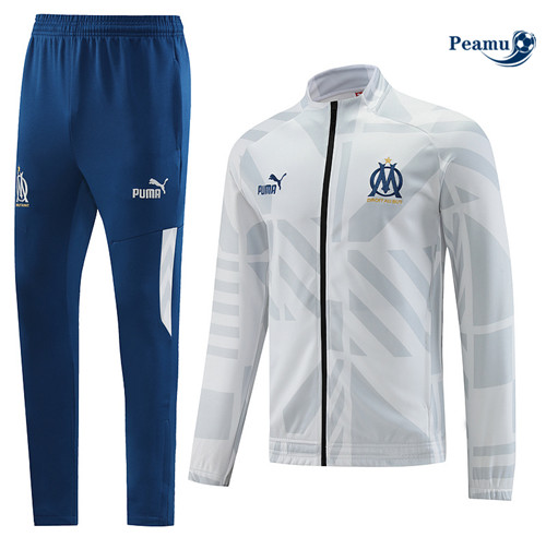 Peamu - Maillot foot Veste Survetement Marseille Blanc 2022/2023 Chinois