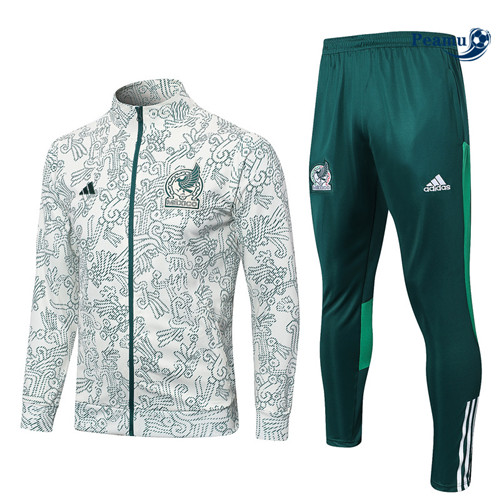 Peamu - Maillot foot Veste Survetement Mexique Blanc 2022/2023 personnalisé