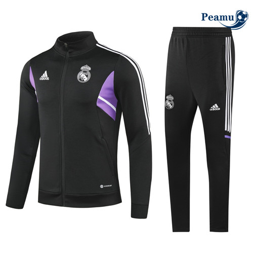 Peamu - Maillot foot Veste Survetement Real Madrid Enfant noir 2022/2023 Paris