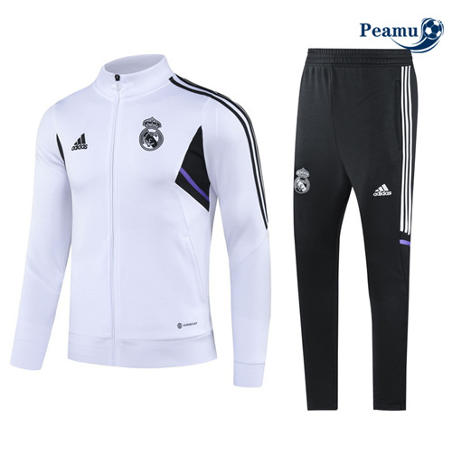 Peamu - Maillot foot Veste Survetement Real Madrid Enfant Blanc 2022/2023 France