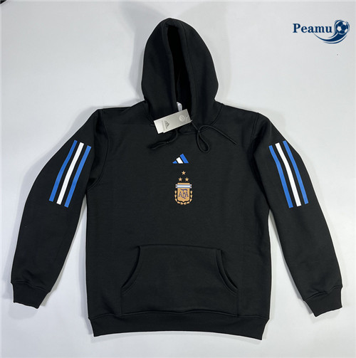 Peamu - Maillot foot Sweatshirt à capuche Argentine 3 stars noir 2023/2024 Outlet