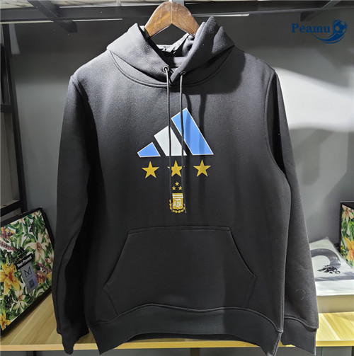 Peamu - Maillot foot Sweatshirt à capuche Argentine noir 2023/2024 France