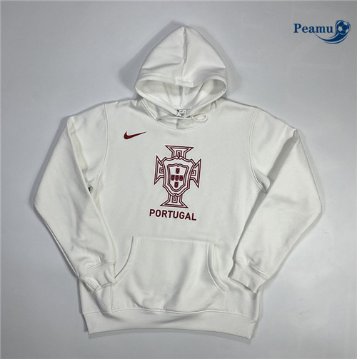 Peamu - Maillot foot Sweatshirt à capuche Portugal Blanc 2023/2024 Chinois
