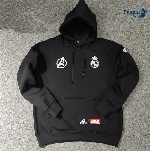 Peamu - Maillot foot Sweatshirt à capuche Real Madrid noir 2022/2023 France