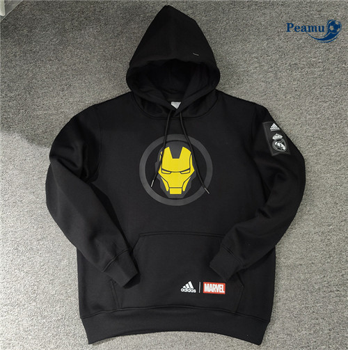 Peamu - Maillot foot Sweatshirt à capuche Real Madrid noir 2022/2023 Officiel
