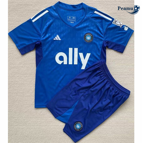 Peamu - Maillot foot Charlotte Enfant Bleu 2023/2024 Soldes