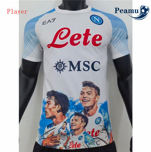 Peamu - Maillot foot Naples Player Version Blanc/Bleu 2023/2024