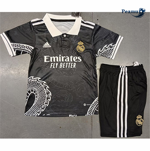 Peamu - Maillot foot Real Madrid Enfant Dragon Noir 2023/2024