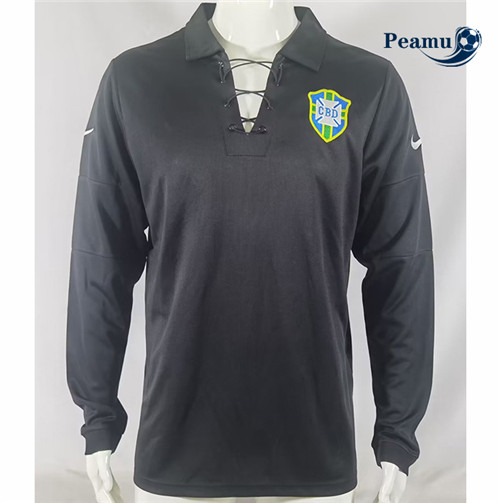 Peamu - Maillot Rétro foot Brésil Manches longue Noir 2004