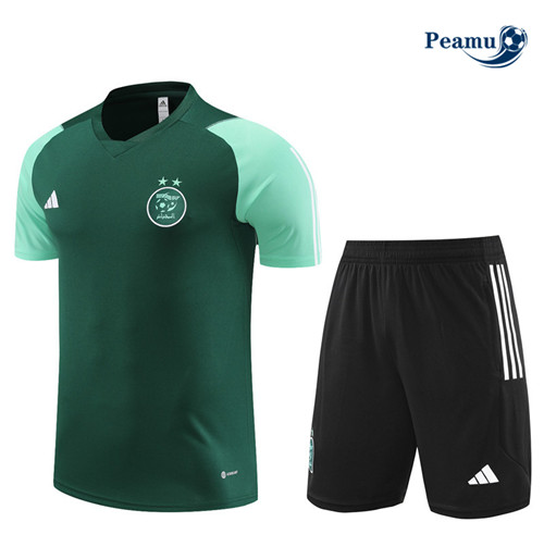 Peamu - Maillot foot Kit Entrainement Algérie Enfant + Shorts Vert 2023/24 Paris