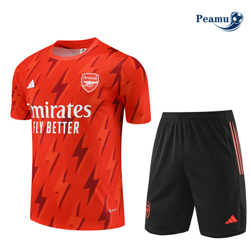 Peamu - Maillot foot Kit Entrainement Arsenal Enfant + Shorts Orange 2023/24 Original