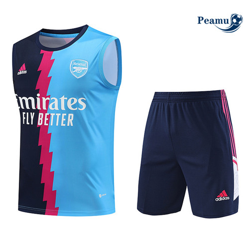 Peamu - Maillot foot Kit Entrainement Arsenal Debardeur + Shorts Bleu 2023/24 Officiel