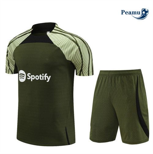 Peamu - Maillot foot Kit Entrainement Barcelone + Shorts Armée verte 2023/24 personnalisé