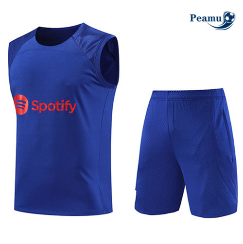 Peamu - Maillot foot Kit Entrainement Barcelone Debardeur + Shorts Bleu 2023/24 prix