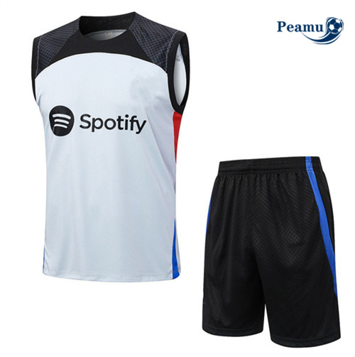 Peamu - Maillot foot Kit Entrainement Barcelone Debardeur + Shorts Gris 2023/24 Paris
