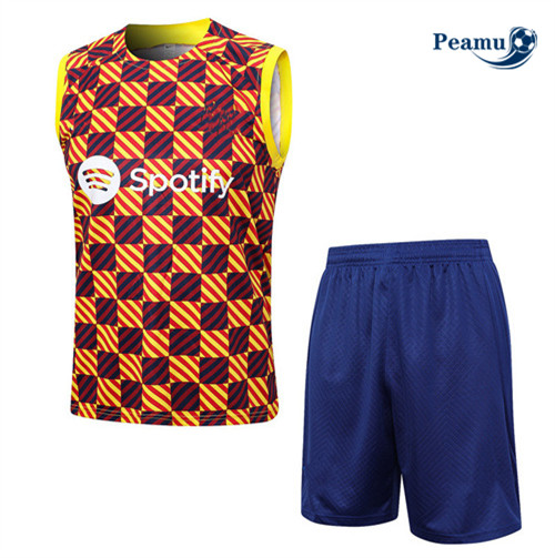 Peamu - Maillot foot Kit Entrainement Barcelone Debardeur + Shorts Orange 2023/24 prix