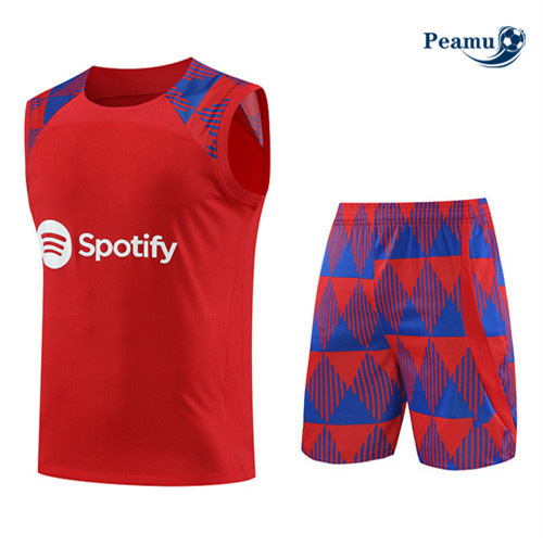 Peamu - Maillot foot Kit Entrainement Barcelone Debardeur + Shorts Rouge 2023/24 Original