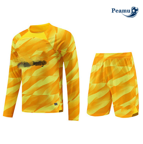 Peamu - Maillot foot Kit Entrainement Barcelone Manche Longue + Shorts 2023/24 Jaune 2023/24 grossiste