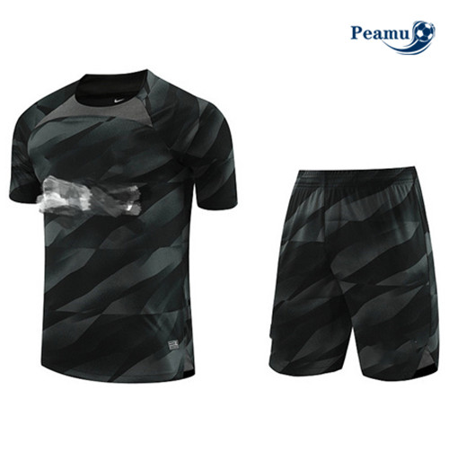 Peamu - Maillot foot Kit Entrainement Gardien de but Barcelone + Shorts Noir 2023/24 personnalisé