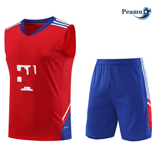Peamu - Maillot foot Kit Entrainement Bayern Munich Debardeur + Shorts Rouge 2023/24 Officiel