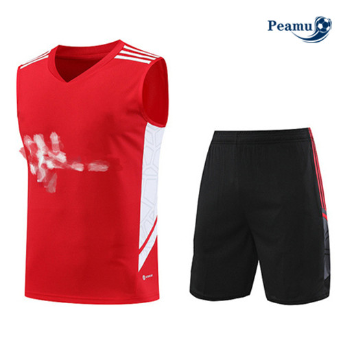 Peamu - Maillot foot Kit Entrainement Bayern Munich Debardeur + Shorts Rouge 2023/24 personnalisé