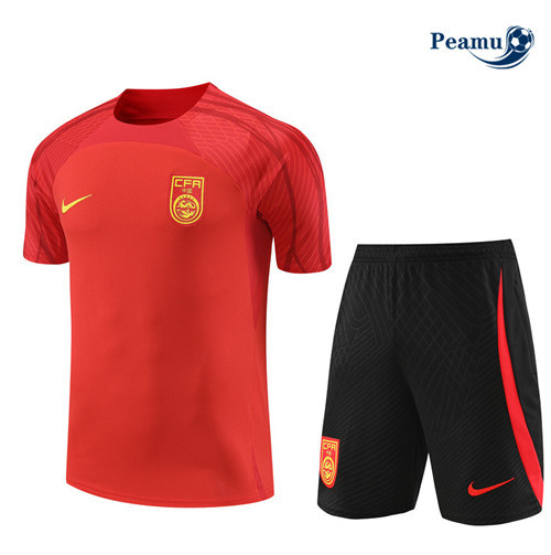 Peamu - Maillot foot Kit Entrainement Chine Enfant + Shorts Rouge 2023/24 discout